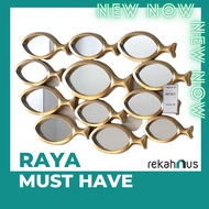 REKAHAUS M - 4870 Rectangle Silver / Gold Fish Decorative Wall Mirror Cermin Hiasan Deko Dinding Murah