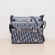 DIOR(迪奧) Diorcamp 郵差信使包 中號 29 藍色 帆布 銀扣 2021