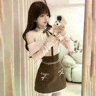 X-ORANGE Lace Halterneck Knit Set - Fashionable Casual Women's Outfit