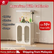 Aquarium Fish Tank With Cabinet Transparent Ecological Aquarium Full Set With LED Light and Water Pu