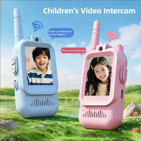 Video Walkie Talkies for Kids 2 Pack Rechargeable Intercom Walkie-talkie Cute 2 Inch Screen One-Clic