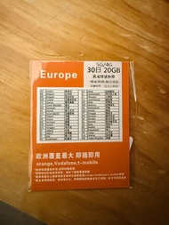 歐洲上網卡 30GB｜5G/4G｜英國 瑞士 意大利 法國 德國可用｜30日無限｜旅行SIM卡｜未啟用