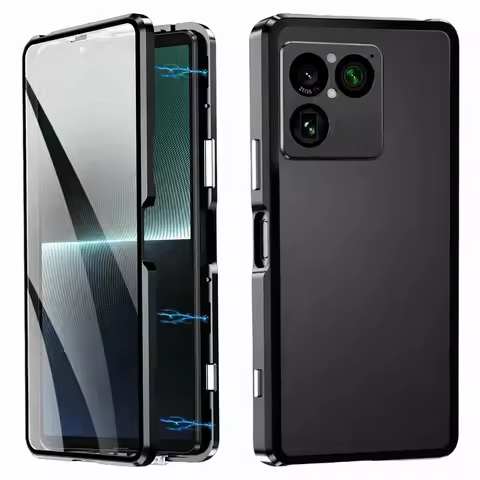 360 Protection Case For Sony Xperia 1 VIII Glass Metal Bumper Magnetic Mobile Phone Cover