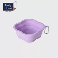 【Truly House】四葉草馬卡龍寵物折疊碗 500cc 矽膠摺疊碗 多功能寵物折疊碗 矽膠碗 摺疊碗 餵食碗 附掛扣 外出矽膠碗(三色任選) 紫色