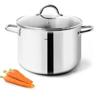 HOMICHEF Small Stock Pot 4 Quart Nickel Free Stainless Steel - Small 4Qt Stockpot With Glass Lid - S