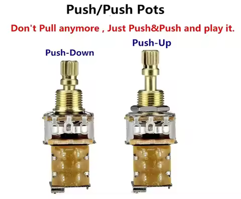 FLEOR 1PC Guitar Potentiometer Push Push Potentiometer A250K / B250K /A500K/B500K Copper Short Split