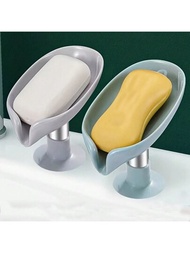 1入組條形肥皂盒,可自排水帶吸盤盤海綿置物架,適用於廚房,浴室