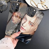 STRAY KIDS HYUNJIN Tempered Glass Phone Case For IPhone 15 14 13 12 11 Pro XS Max Plus Mini X XR 8 7