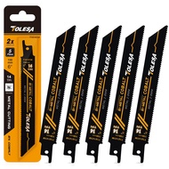 TOLESA 5PCS Heavy Metal Cutting Reciprocating Saw Blades 6in/9in 14TPI Cast-Iron Bi-Metal Sabre Saw 