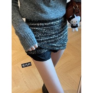 IBUY A-Line Skirt - Beaded & Sequined Low-Waist Design