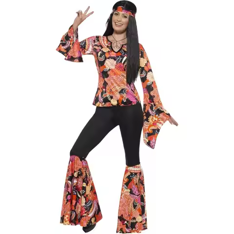 60s 70s Disco Costume for Women Hippie Disco Cosplay Costume Fancy Dress Up for Hippie Rock Disco Ni