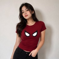 Spider-Man Eye Trendy T-Shirt Stretchable Tight Fitting Bodycon Top
