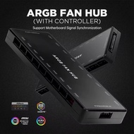 ARGB Fan Hub 5V-3PIN ARGB 12V 4PIN PWM 2-in-1 RGB Case Fan Hub with Controller