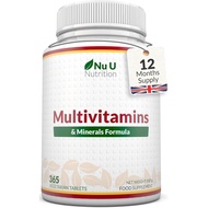 Nu U Nutrition - A-Z Multivitamin Tablets for Women & Men - 365 Tablets - 12 Month Supply - 25 Essen