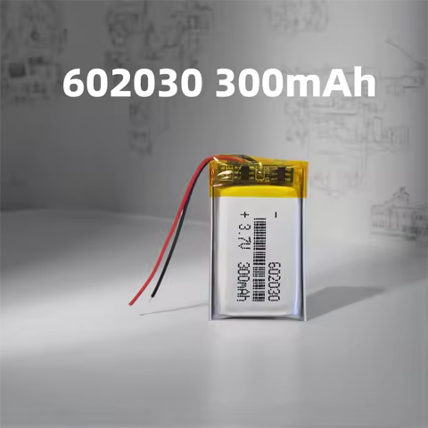 Factory Direct 602030 Li-Polymer Battery 3.7V 300mAh Long Cycle Life Rechargeable Lithium Battery 60