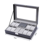 Premium 8+2 Watch Display Box With Ring Necklace Jewellery Storage Multifunctional Case Kotak Jam Ta