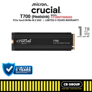 Crucial T700/T710 with Heatsink PCIe Gen5 NVMe M.2 SSD - 1TB/2TB/4TB (5Yrs Crucial Warranty)
