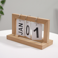 其他品牌 - INS創意木質翻頁日曆 簡約北歐家居桌面小擺件 書房台曆小擺設（原木色）