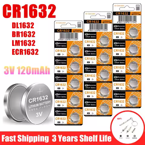 2-100PCS CR1632 Lithium Button Battery CR 1632 DL1632 BR1632 LM1632 ECR1632 3V Coin Cells Batteries 