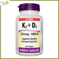 Webber Naturals - 健體護骨維他命 K2 (120 微克)+ 維他命 D3 (1000 IU) 220 粒 [平行進口] 此日期前最佳:2027年07月31日