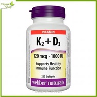 Webber Naturals - 健體護骨維他命 K2 (120 微克)+ 維他命 D3 (1000 IU) 220 粒 [平行進口] 此日期前最佳:2026年11月30日