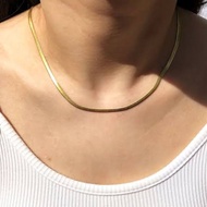 (259) Flat chain necklace 18k gold color non pawnable non tarnishing