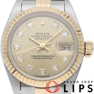 勞力士 Datejust 女士 10 鑽腕錶 69173G(T)，附原廠盒、保固卡，K18YG/SS 錶殼，顏色錶盤，1996 年款，成色極佳 [二手]