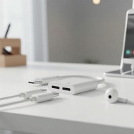 2-in-1 USB-C to 3.5mm Jack Adapter, Dual USB-C Charging for Samsung S25 S24 S24 Pro