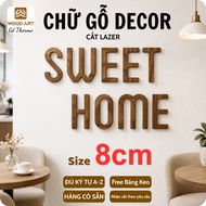 Lazer 8cm wooden letters, dark Walnut color (Manufacturer), decorative wooden letters, wooden wall l