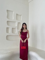 Madison Satin Dress -- Ocha Wear | Dress Pesta Satin Backless | Slit Party Dress | Dress Kondangan |