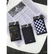 Canvas Fashion Vans Sports Plaid Checkerboard Black Gray NS Camouflage@Triple Folding V Wallet Velcr