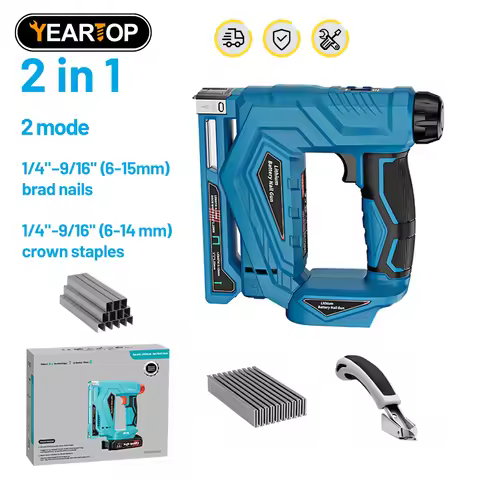 YEARTOP Mini 2 in 1 Electric Nailer/Stapler Gun Cordless Stapler Nailer Lithium Battery Nailing Powe