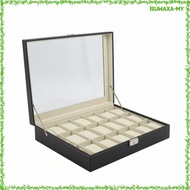 [STARTIST] 24-Slot Watch Box Leather Watch Box with Glass Lid Sturdy Organizer for Collectors, Dress