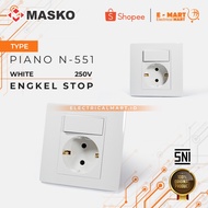MASKO PIANO 2P Grounded Socket + N-551 Switch ENGKEL STOP GROUND BUILT-IN Switch
