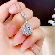 Luxury Moissanite Pendant Fashion Teardrop Collar Necklace PT950-Plated White Diamond Necklace