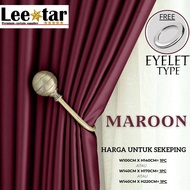 Single panel Matte satin Langsir 75% Semi-Blackout For Windows, Room and Sliding Door(Semi-Blackout Curtain Hook &amp; Eyelet)MAROON