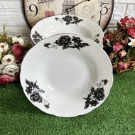 [Wahi Homeware] 1pc Pinggan Makan 9” Dalam Bunga Kekwa Hitam Vintage Plate Pinggan Klasik