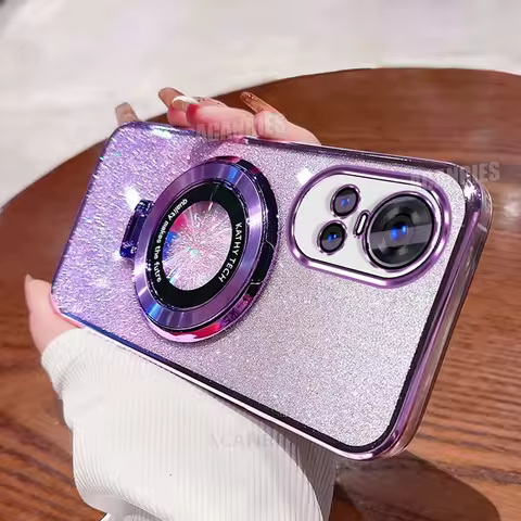 Reno10pro Luxury Glitter Plating Holder Silicone Case For Oppo Reno 10 11 12 Reno10 Pro 10pro Shockp