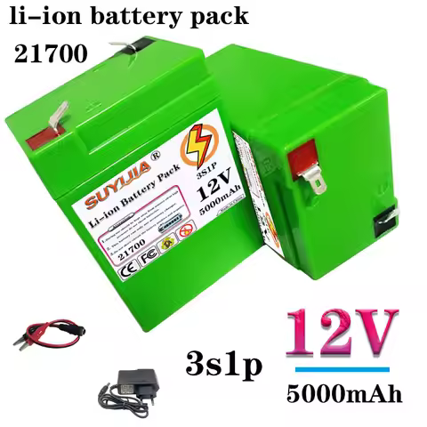 12V 5000mAh 3S1P 21700 lithium-ion battery pack with BMS+ charger super large capacity rechargeable 