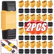 XT60H Connectors Gold-Plated Copper & PA Insulation, 30A/60A 500V DC High Current, 0.55mΩ Resistance