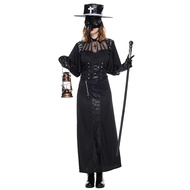 Women Plague Doctor Costume Halloween Steampunk Medieval Bird Beak Cosplay Suits