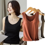 2 In 1 Japan Bra-top with Chest Pad Camisoles Modal Tanks Personalized Design Vest