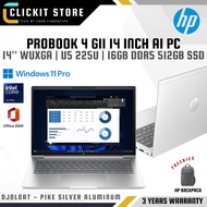 HP ProBook 4 G1i 14 inch AI PC - 14'' WUXGA Intel Ultra 5 225U 16 GB DDR5 512GB SSD W11PRO DJ0L0AT