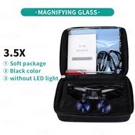 HORYN Dental Magnification Binocular 3.5X/2.5X Dental Loupe Surgical Magnifier with Headlight LED Li