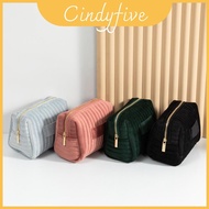 Velvet Pouch Cosmetic With Stitching Detail For Lightweight Storage Women