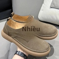 Giày Loafer Nam Retro Mềm Mại Thoáng Khí Da Mềm Đế Cao Su Thoải Mái Phù Hợp Làm Việc Mùa Xuân Thu