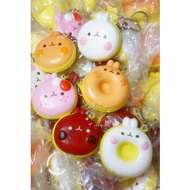 GANTUNGAN Squishy Character Molang Rabbit Donut Cute Mini Soft and Slow Keychain Keychain