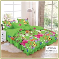 3in1 Quality Butterfly Pattern Bedsheet Set Bedsheet Single Queen Size Bedsheet Set
