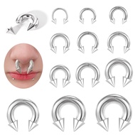 1 PC 00/0/2/4/6/8G Spike Horseshoe Nose Ring Stainless Steel Septum Piercings Large Gauge Ear Expand