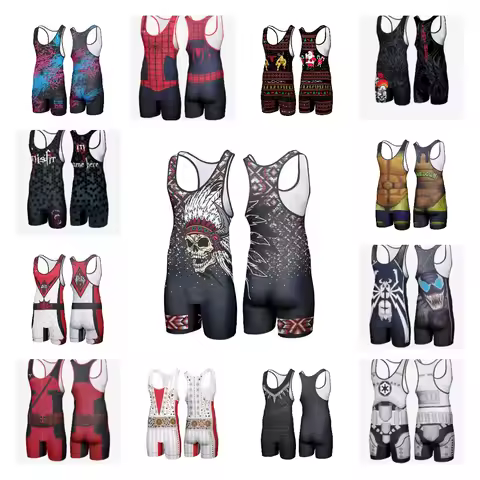 Custom Reversible Sublimated Marathon Running Wear Lightweight Iron Suit Wrestling Singlets Triathlo
